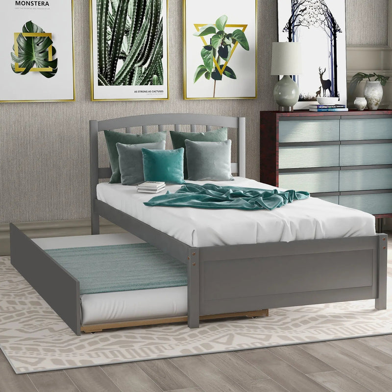 Platform Bed Wood Bed Frame With Trundle by HouseOfZazla
