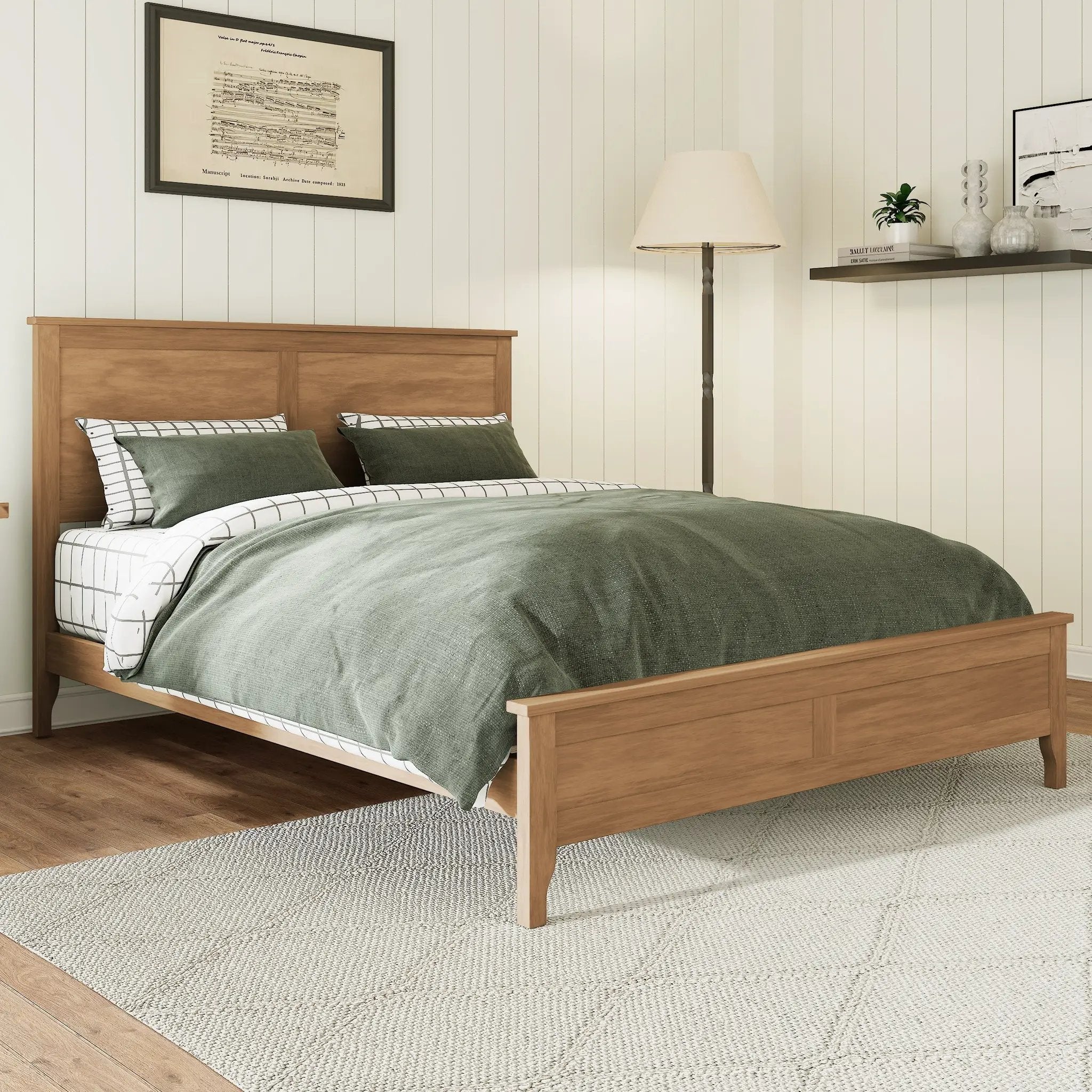 Modern Solid Wood King Size Platform Bed with Sturdy Wooden Slats Support by HouseOfZazla
