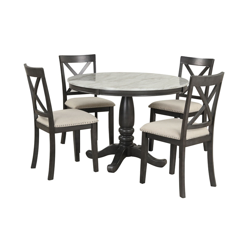 5 Pieces Dining Table And Chairs Set For 4 Persons, Kitchen Room Solid Wood Table With 4 Chairs by HouseOfZazla