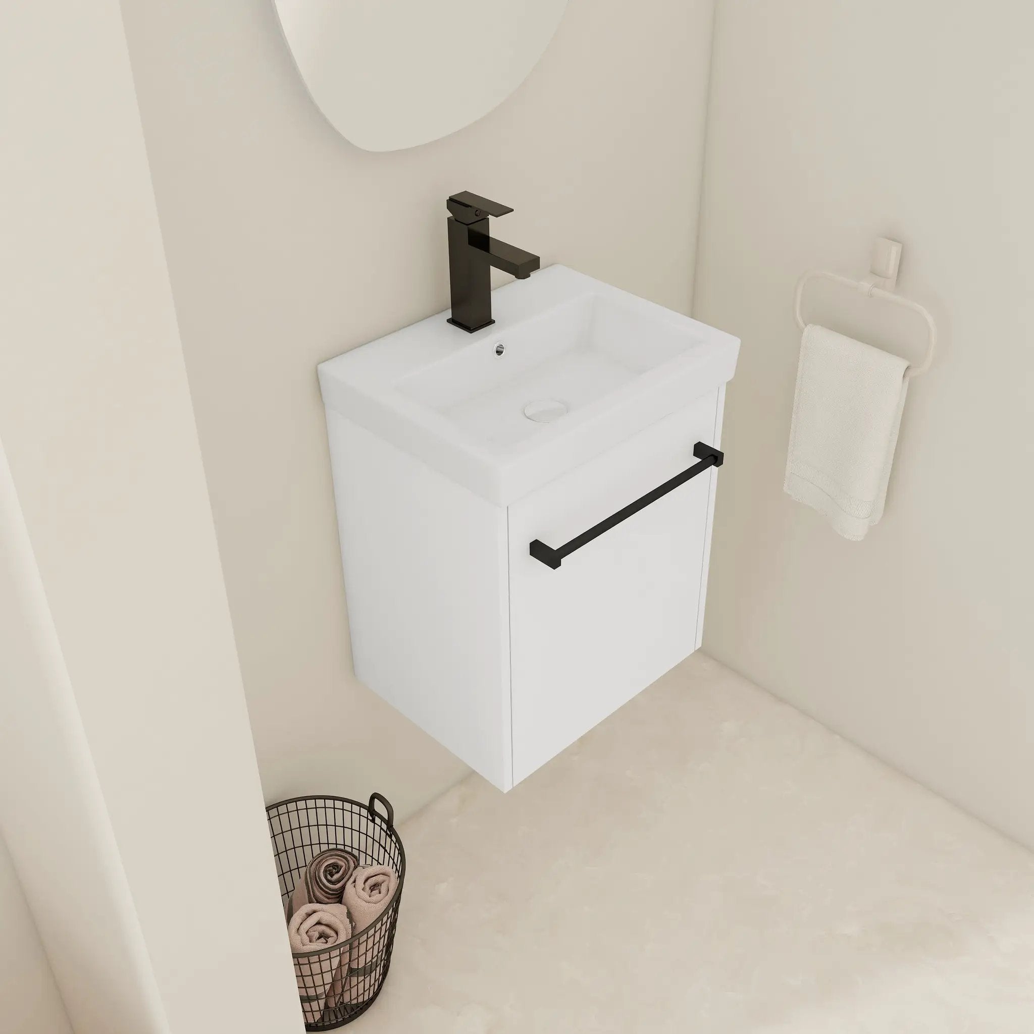 18" Floating Wall-Mounted Bathroom Vanity with Ceramic Sink by HouseOfZazla