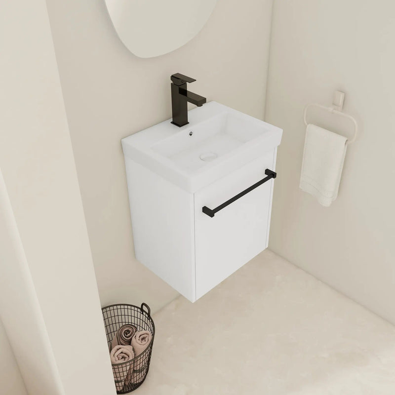18" Floating Wall-Mounted Bathroom Vanity with Ceramic Sink by HouseOfZazla