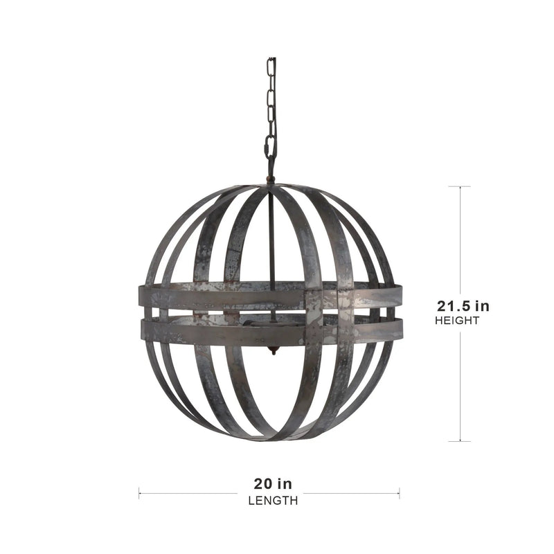 4 Light Galvanized Chandelier, Hanging Light Fixture With Adjustable Chain For Kitchen, Bulb Not Included - Gray by HouseOfZazla