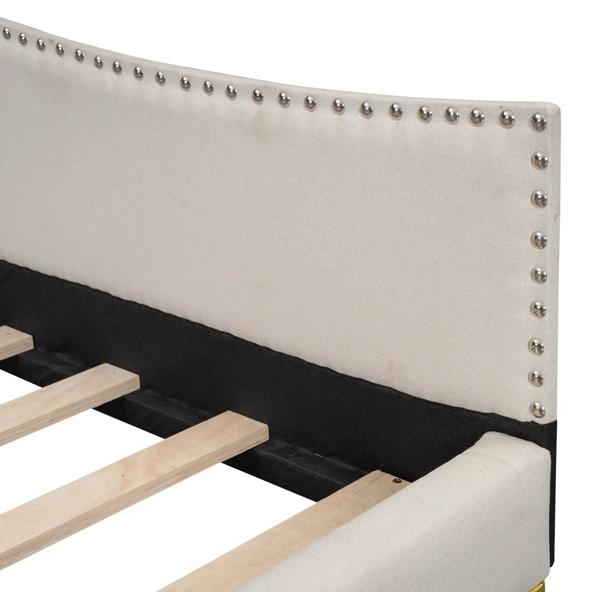 Upholstered Daybed With Headboard And Armrest, Support Legs by HouseOfZazla