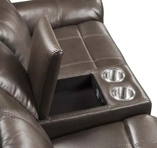 Lydia - Motion Loveseat With USB & Console - Brown Leather Aire by Unique Piece Furniture