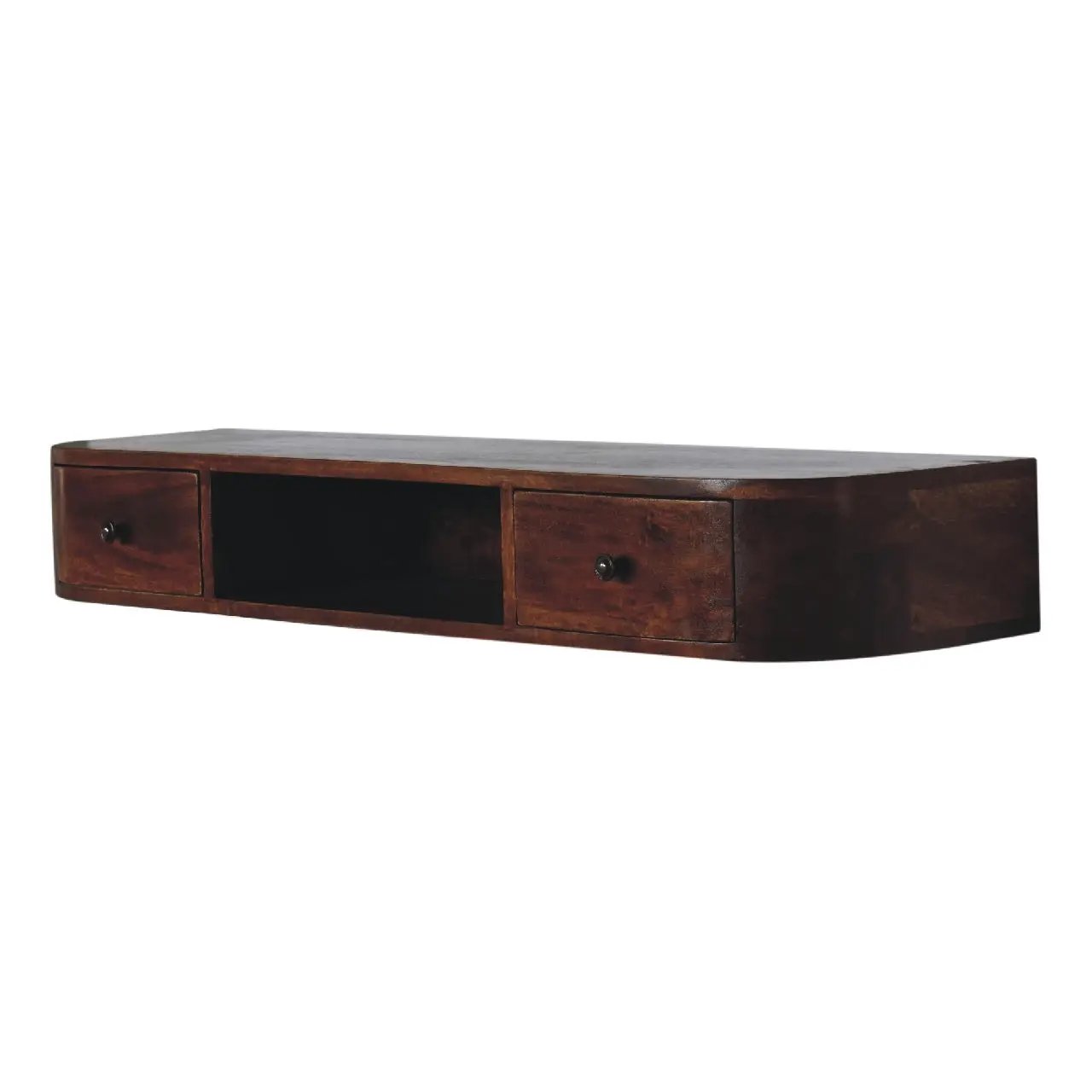 Solid Wood Lunar 2-Drawer Floating Console, 1 Open-slot by HouseOfZazla