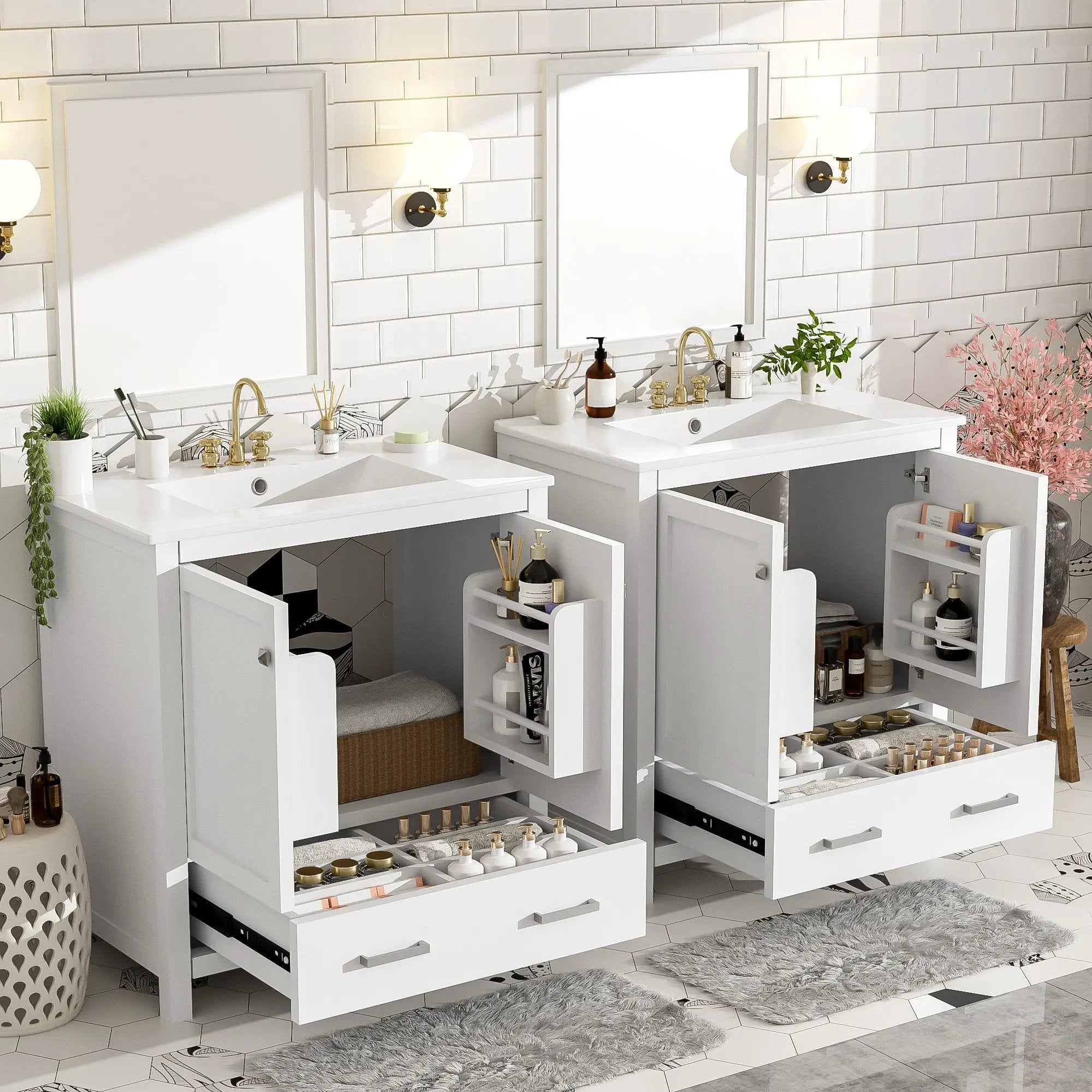 60" White Bathroom Vanity Set by HouseOfZazla
