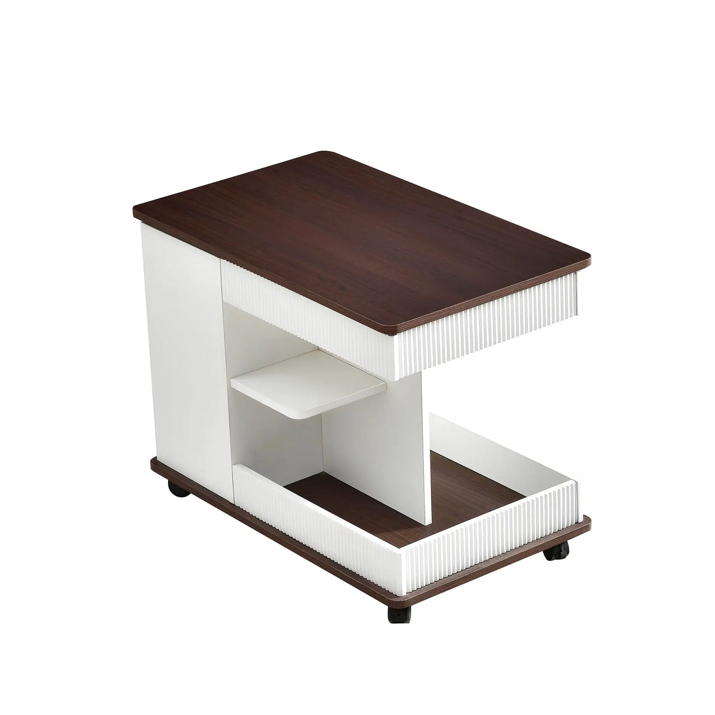 Adjustable End Table With Wheels, 360°Rotating Top And Storage Space by Unique Piece Furniture