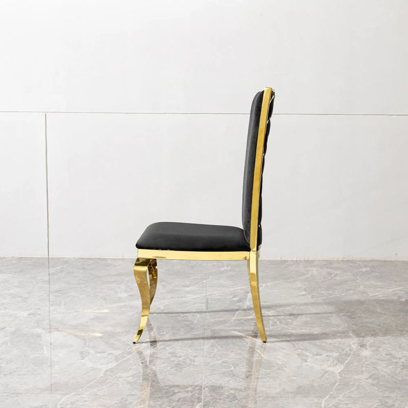 Dining Chair (Set of 2) With Unique Backrest Stainless Steel Legs - Gold by Unique Piece Furniture