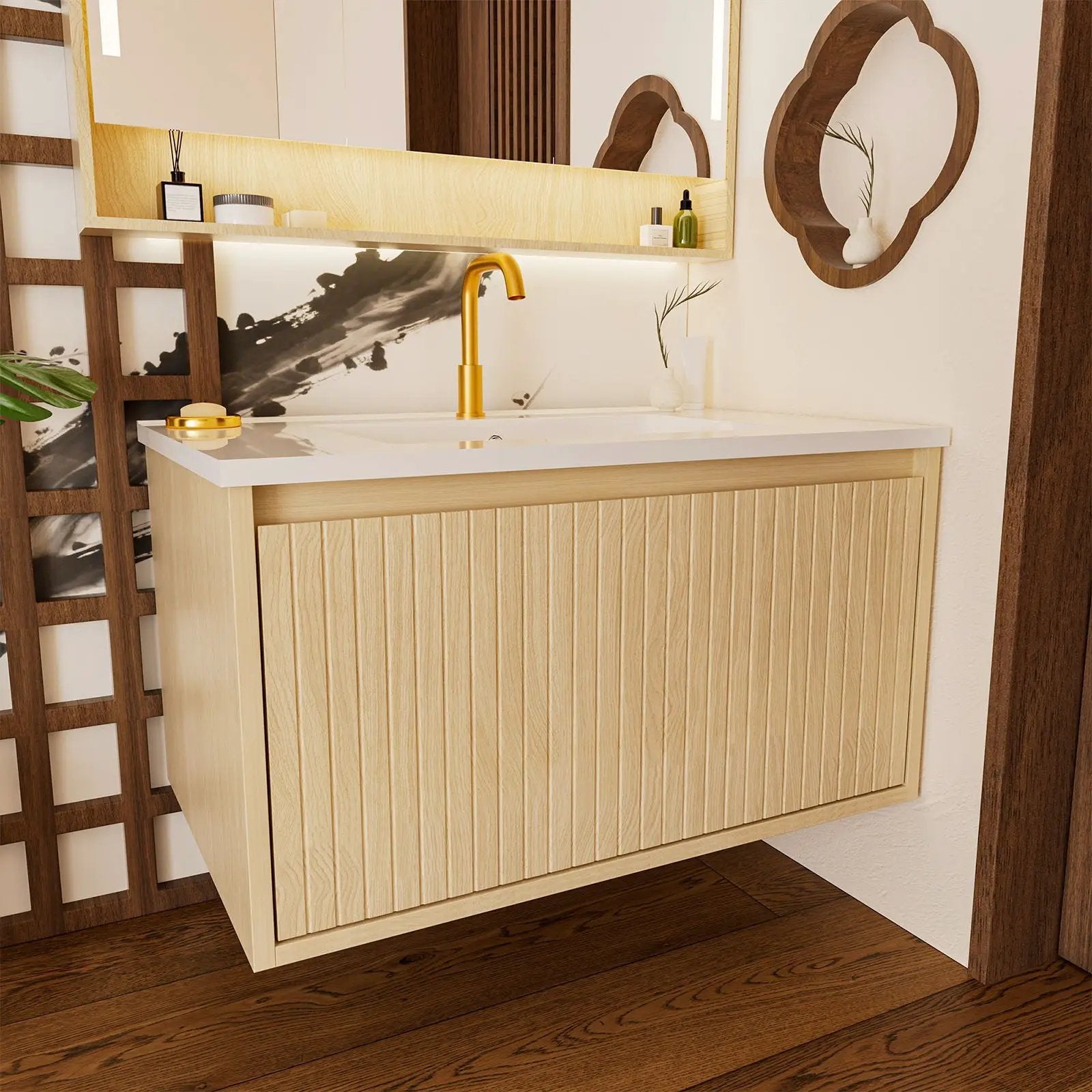 Wall Mounted Floating Bathroom Vanity With Sink And Drawers by Unique Piece Furniture