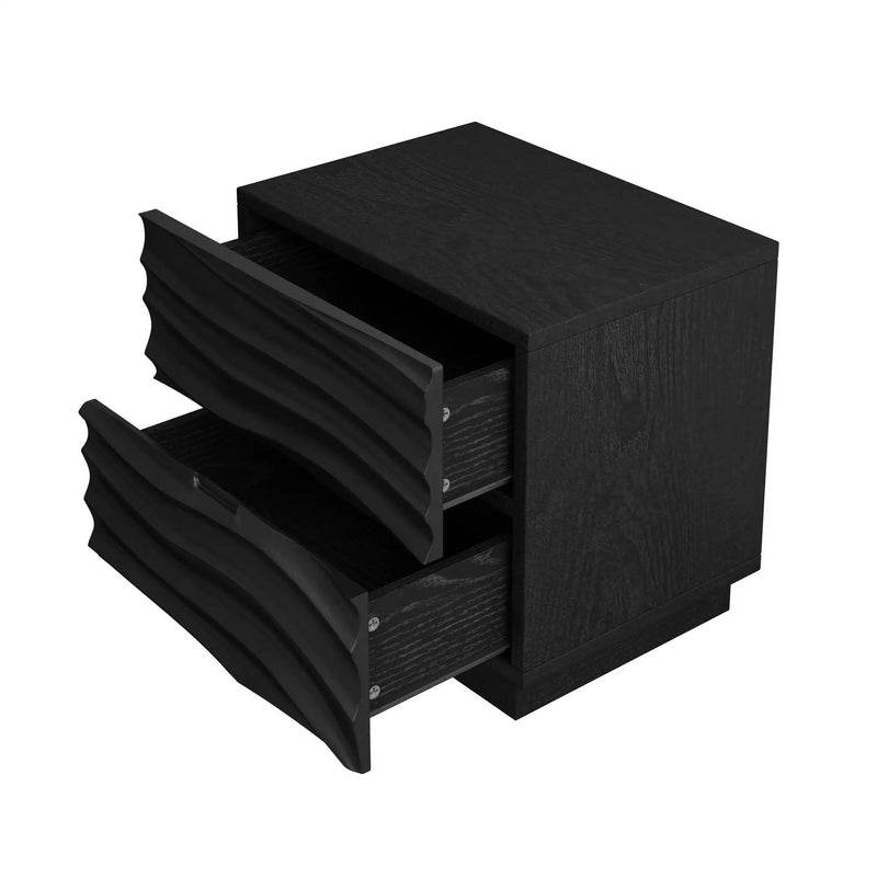 Nightstands, Bedside Table With 2 Drawers (Set of 2) - Black by HouseOfZazla