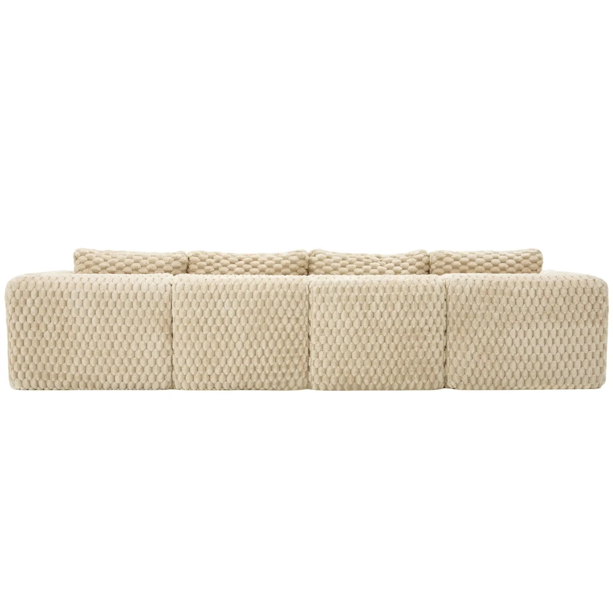 Modular Sectional Sofa, Boneless Couch With 2 Movable Ottomans
