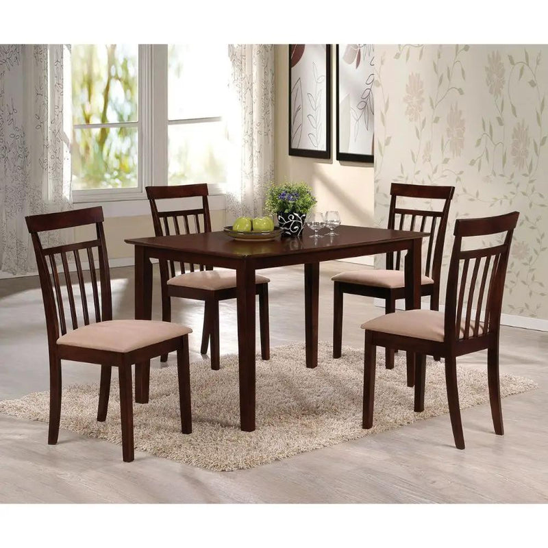 Samuel - 5 Piece Dining Set - Beige Microfiber &Espresso by Unique Piece Furniture