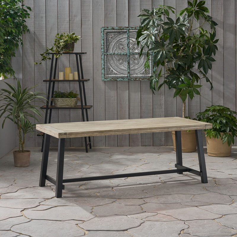 Equilibrium Outdoor Dining Table with Wooden Frame and Slat Top by HouseOfZazla