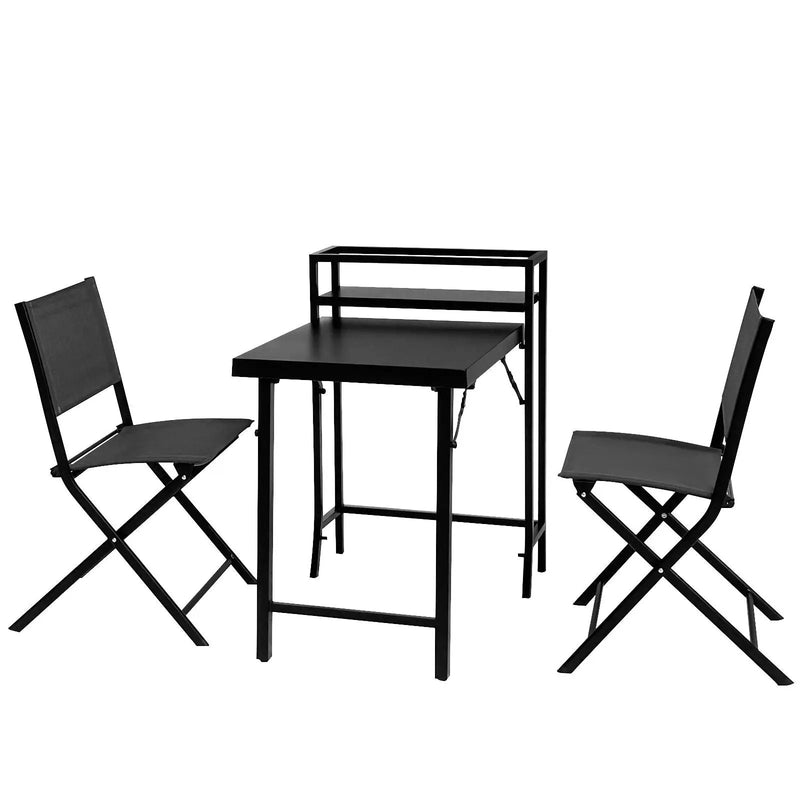 3 Piece Patio Bistro Set, Patio Set Of Foldable Patio Table And Chairs, Outdoor Patio Furniture Sets - Black by Unique Piece Furniture