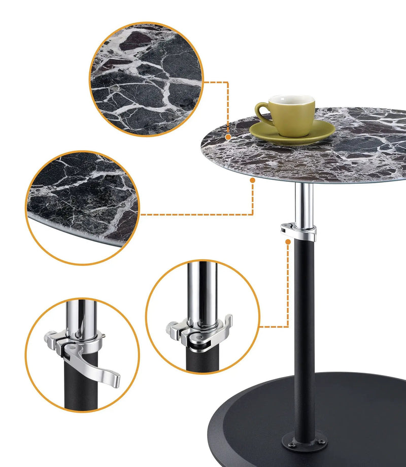 Orbit - 15.5" End Table With Height Adjustable Marble Textured Top by Unique Piece Furniture
