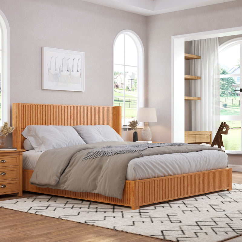 Platform Bed Frame With Headboard, Floor Standing Design by HouseOfZazla