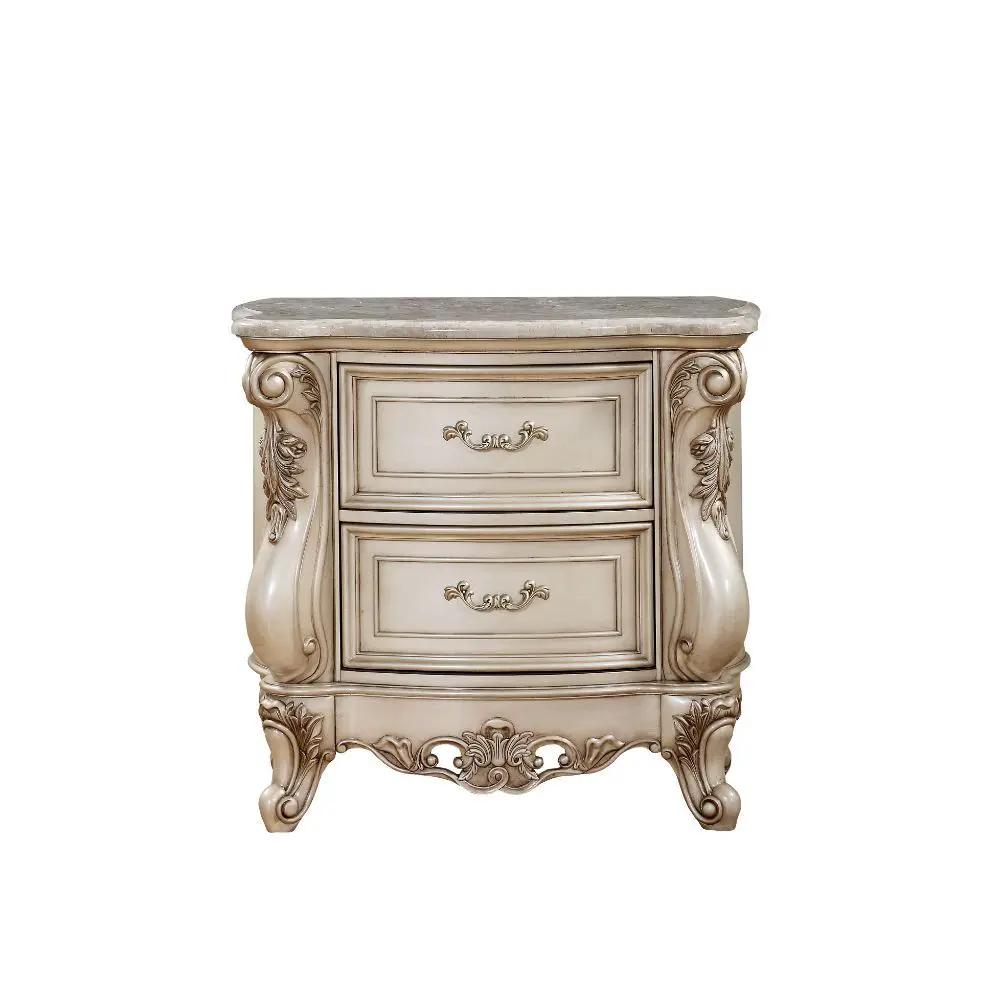 Gorsedd - Nightstand With Marble Top - Marble Top & Golden Ivory by Unique Piece Furniture