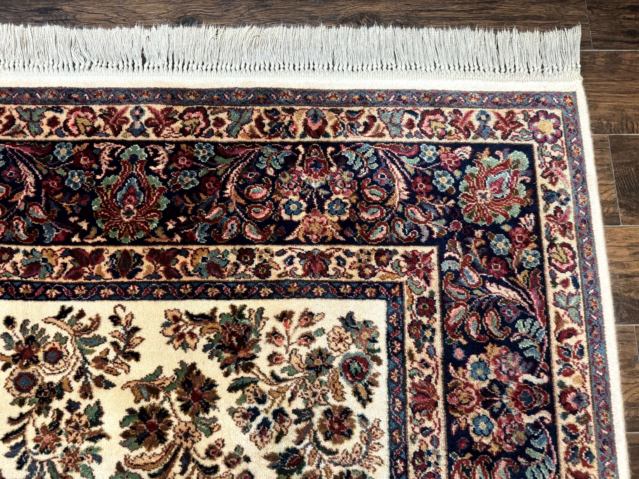 8.8 x 12 Karastan Ivory Sarouk Rug #760, Wool Pile, Vintage, Original 700 Series by Jewel Rugs