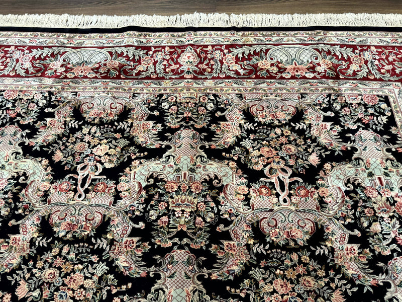 Sino Persian Rug 9x12, Black, Floral Bouquets by Jewel Rugs