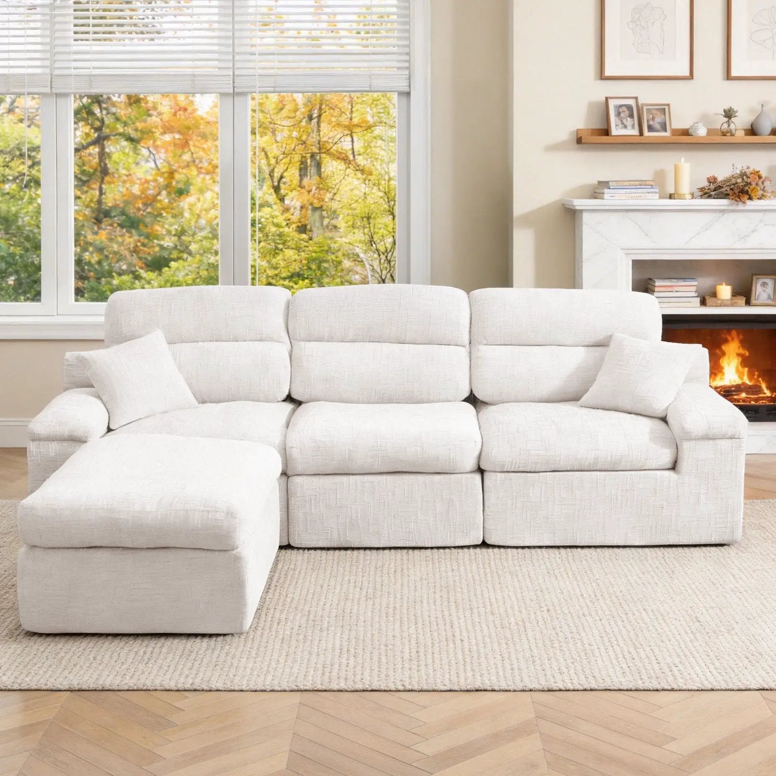 Corner Chaise Sofa With High Backrest by Unique Piece Furniture