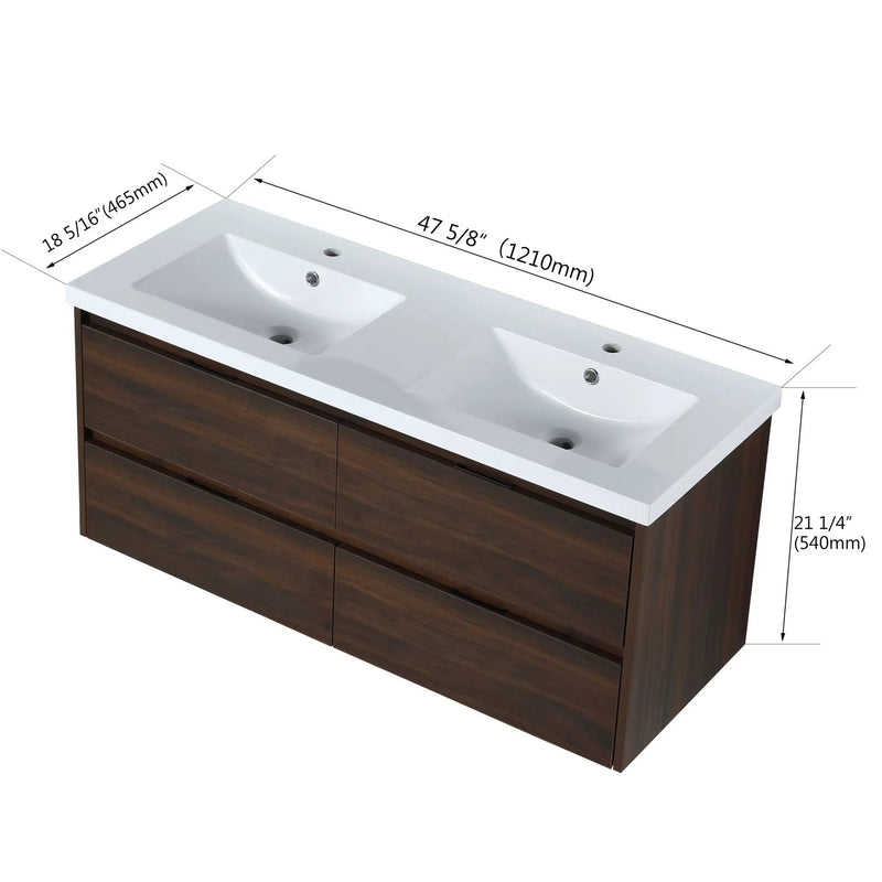 Modern Floating Bathroom Vanity With Dual Resin Sink, Soft Close Drawers by HouseOfZazla