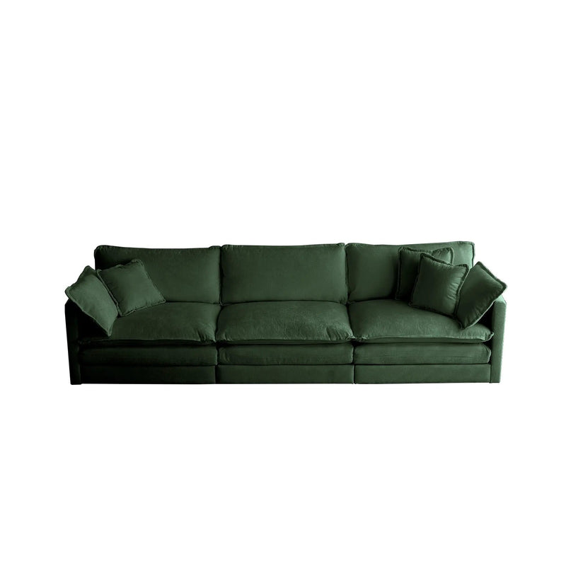 2-Piece Upholstered Sectional Sofa Set in Green Chenille by HouseOfZazla