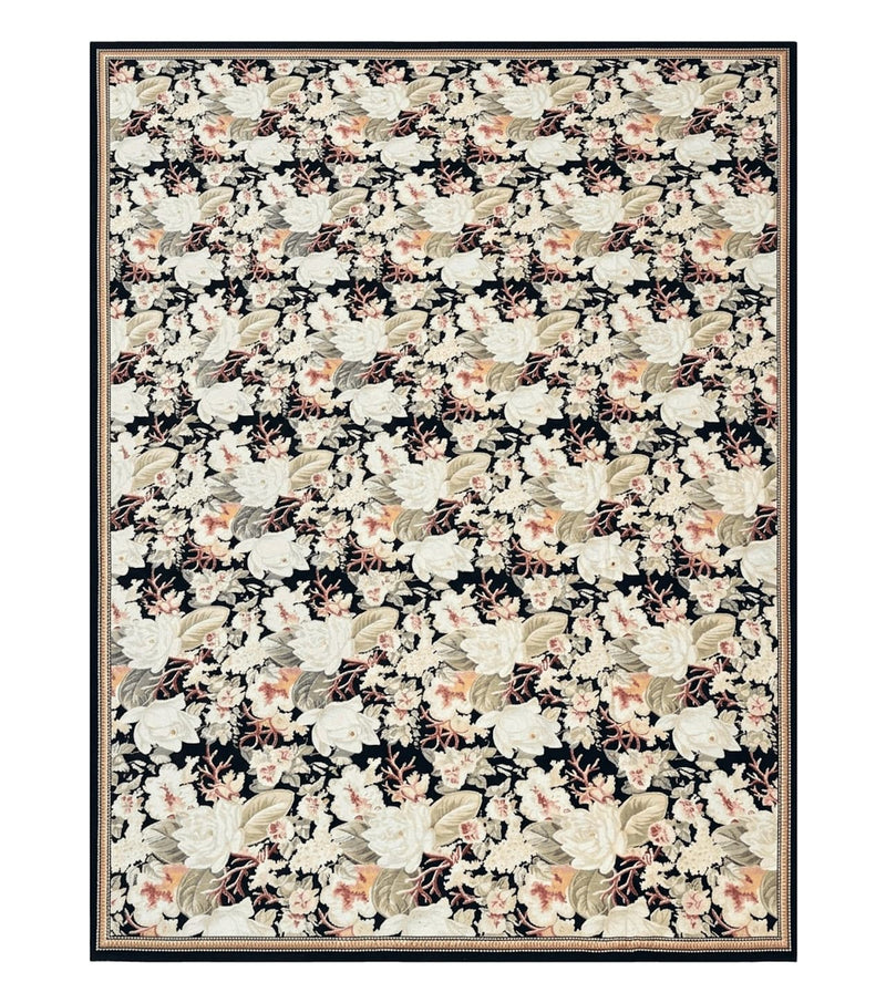 Palace Size Needlepoint Rug 13x17, Extra Large Wool Floral Handmade Carpet, European Design, Botanical by Jewel Rugs