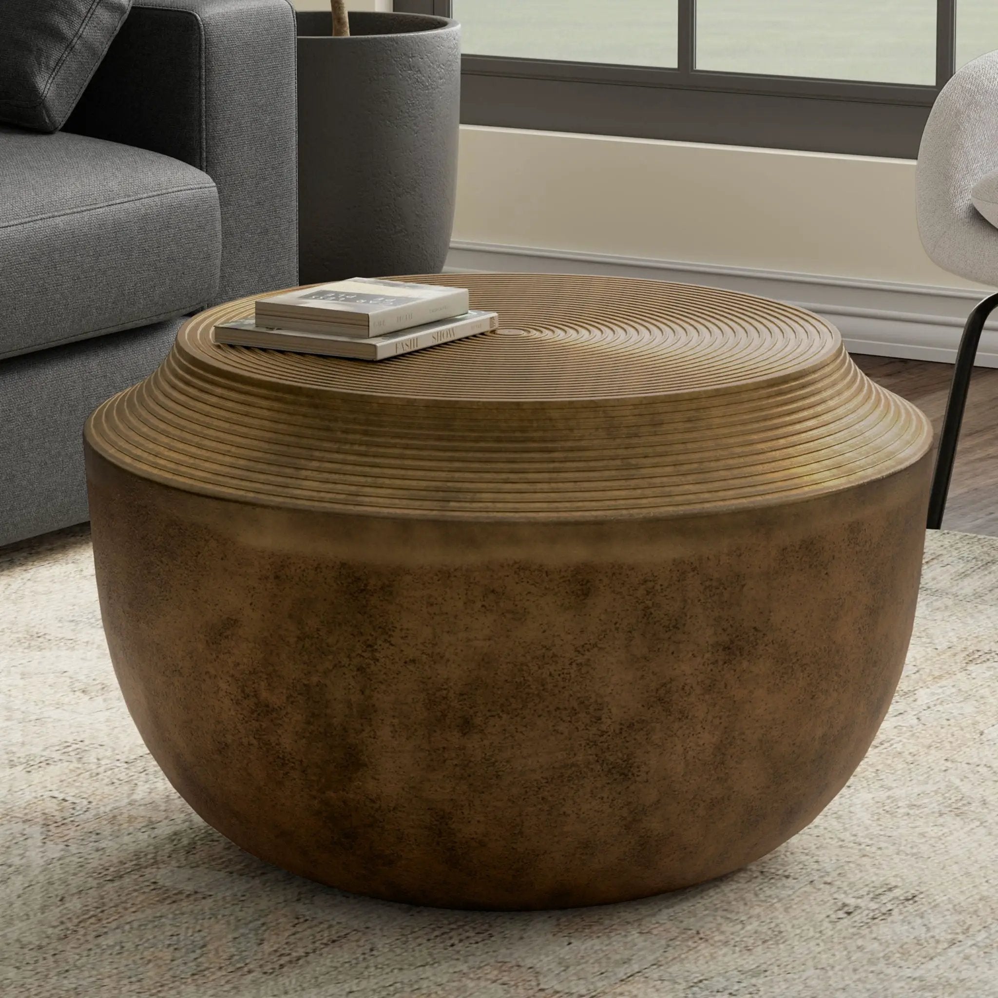 Timmons - Cast Aluminum Coffee Table - Brown by Unique Piece Furniture