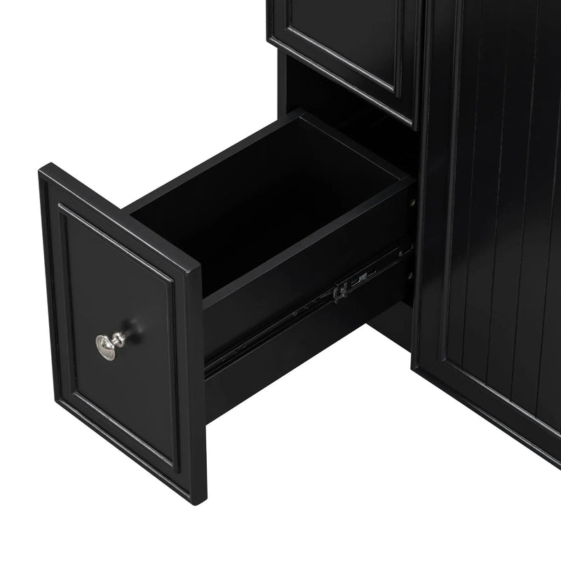 Transitional Style Bathroom Vanity Cabinet With Ceramic Sink