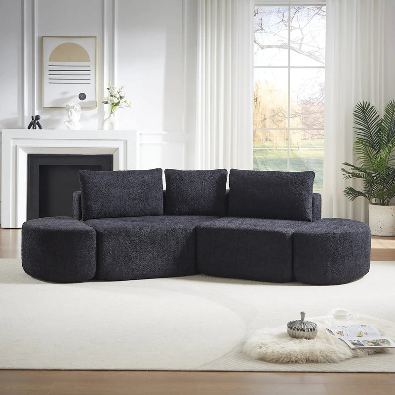V-Shaped Modular Sofa Set in Chenille Fabric by HouseOfZazla