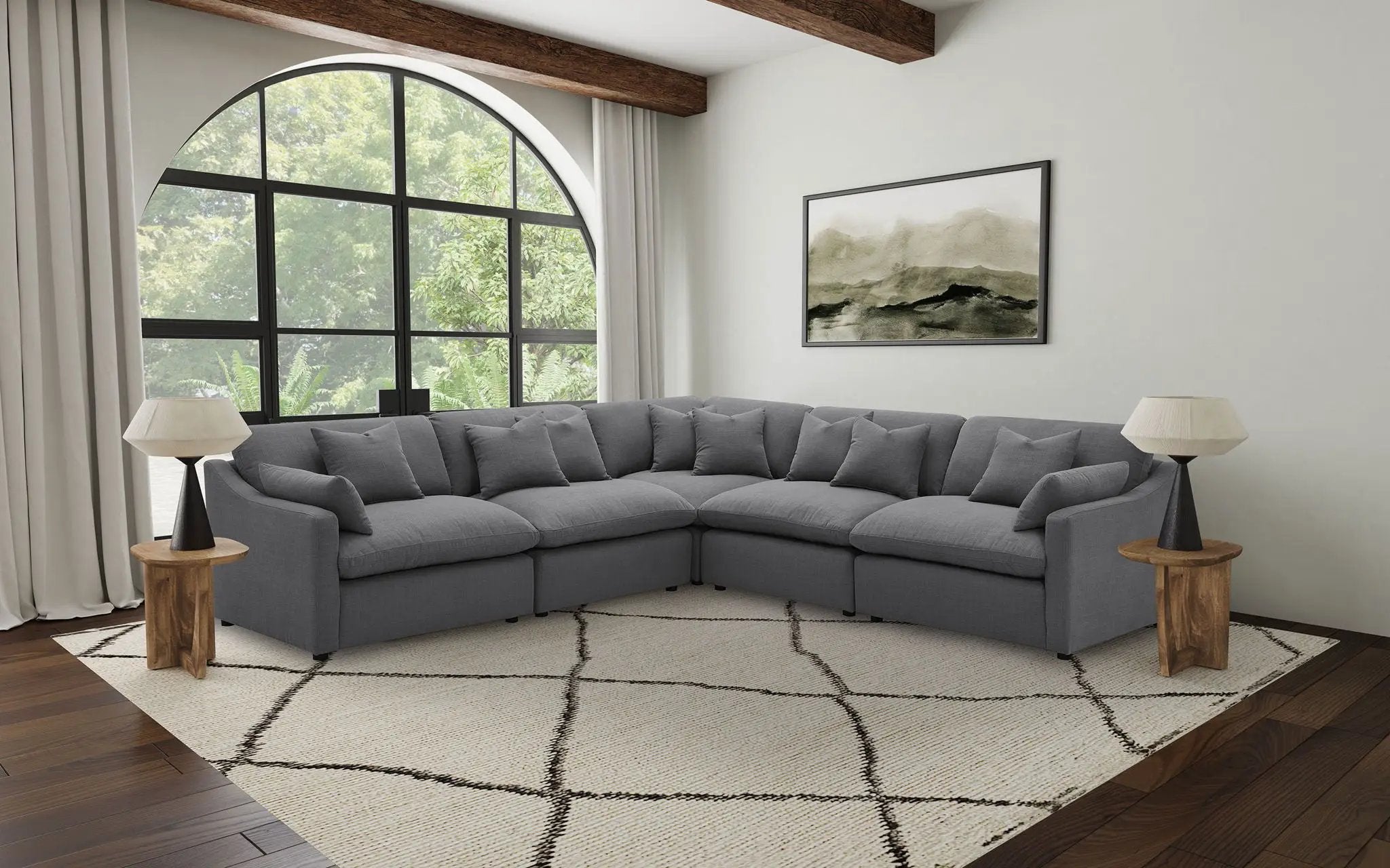 Hobson 5-piece Upholstered Modular Sectional Sofa Charcoal by Unique Piece Furniture