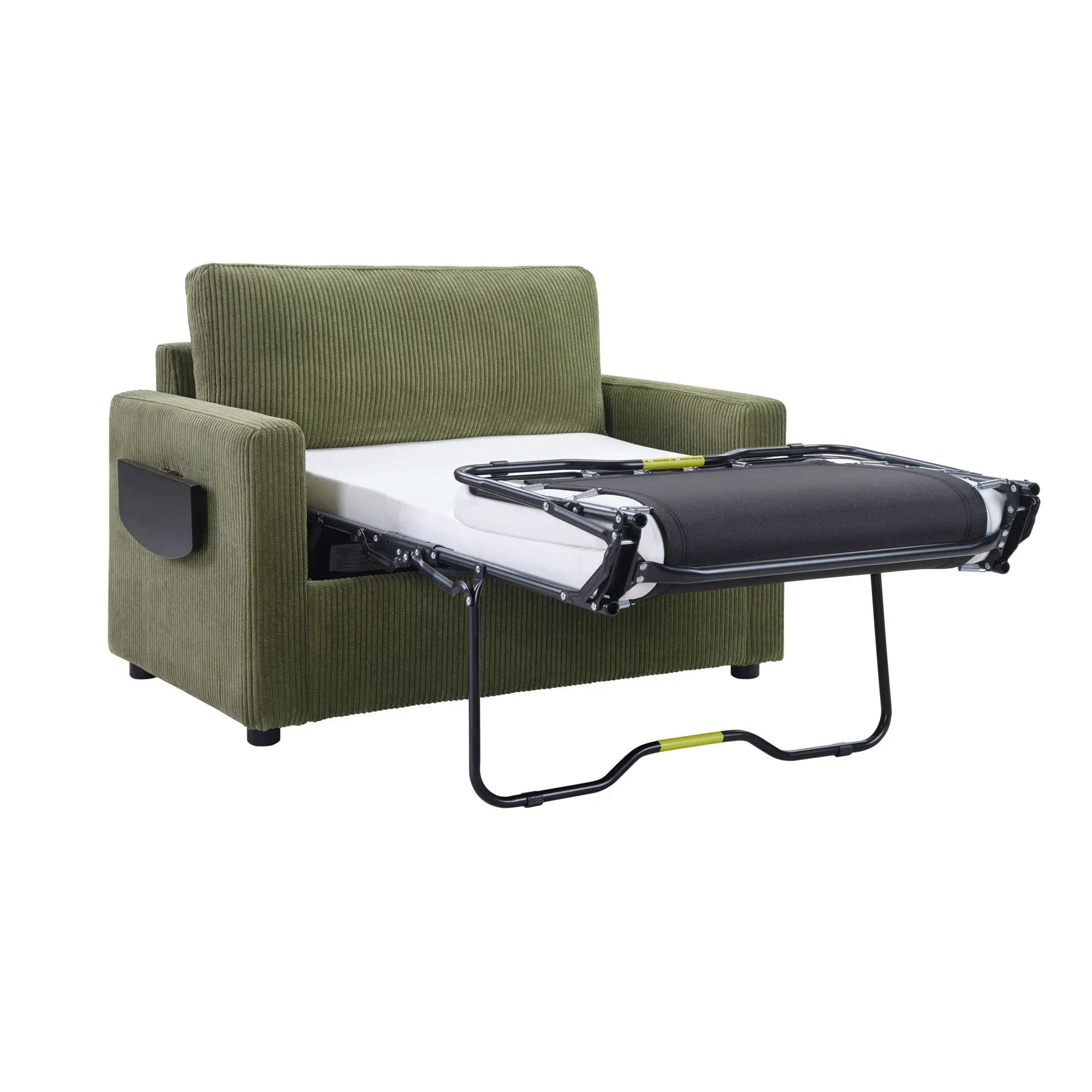 Sleeper Sofa With Foldable Mattress, USB Ports, Side Table & Storage Pocket by HouseOfZazla