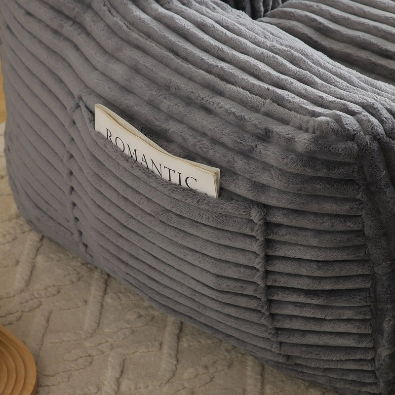 Giant Bean Bag Chair With Armrests And Footstool