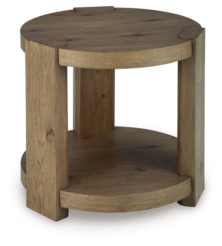 Flangren - Round End Table - Light Brown by Unique Piece Furniture