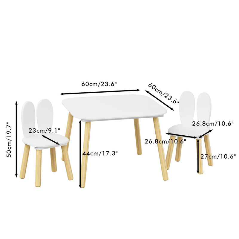Rabbit Themed Table And 2 Chairs Set - White by HouseOfZazla