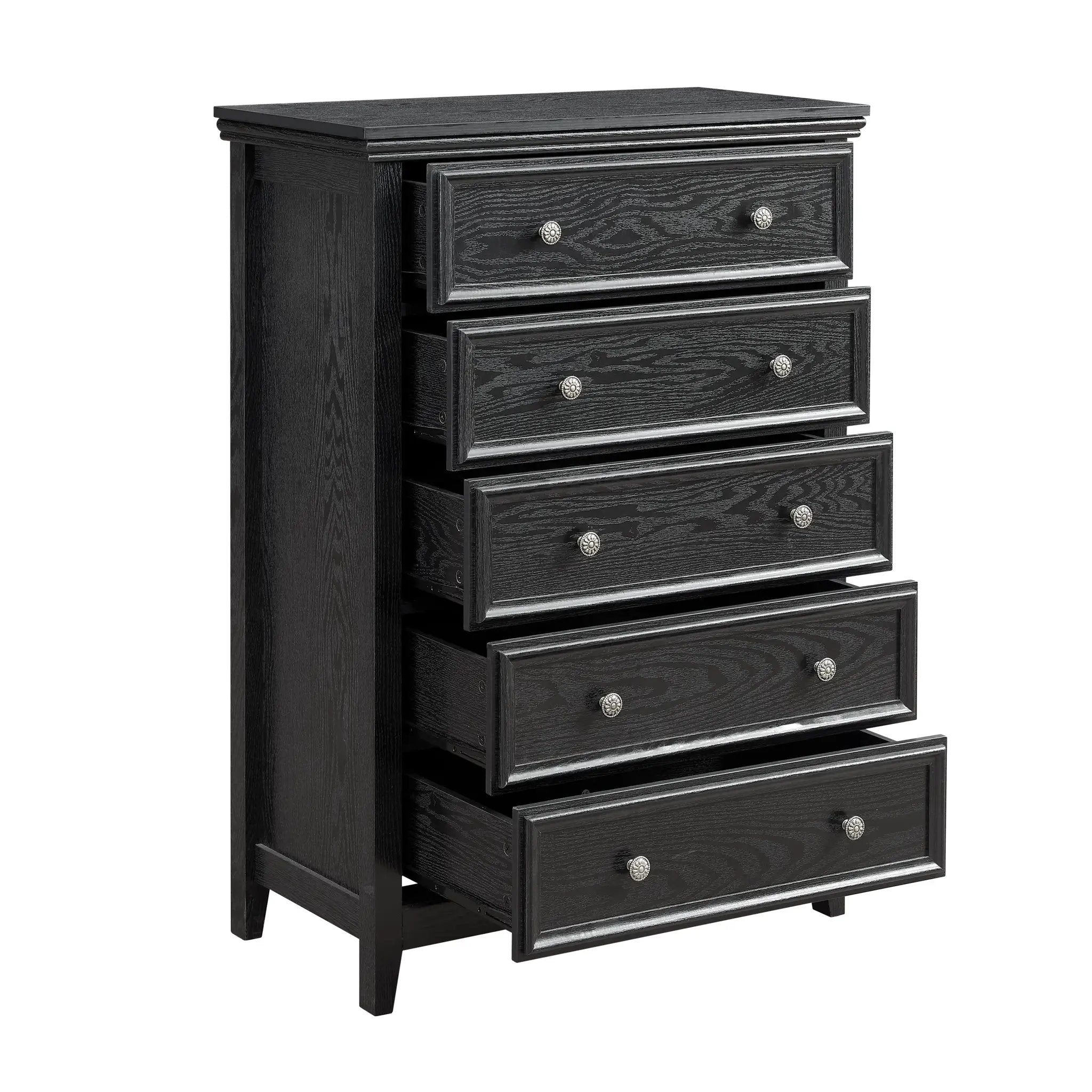 Modern 5-Drawer Black Dresser for Living Room Storage by HouseOfZazla