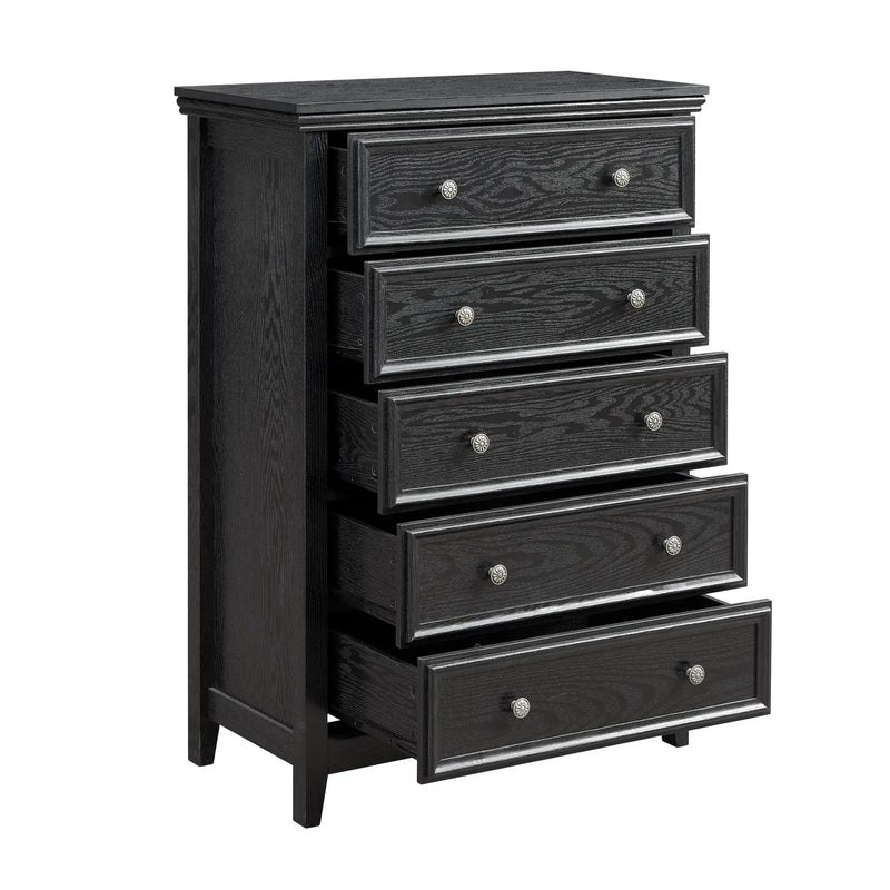 Modern 5-Drawer Black Dresser for Living Room Storage by HouseOfZazla