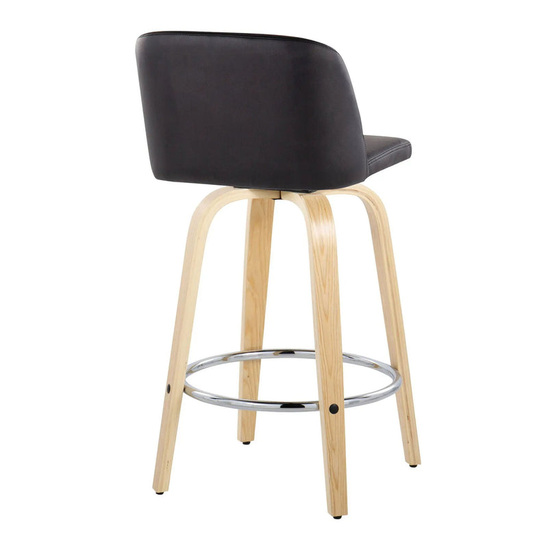 Toriano - Contemporary Fixed-Height Counter Stool With Swivel And Round Footrest (Set of 2) by HouseOfZazla