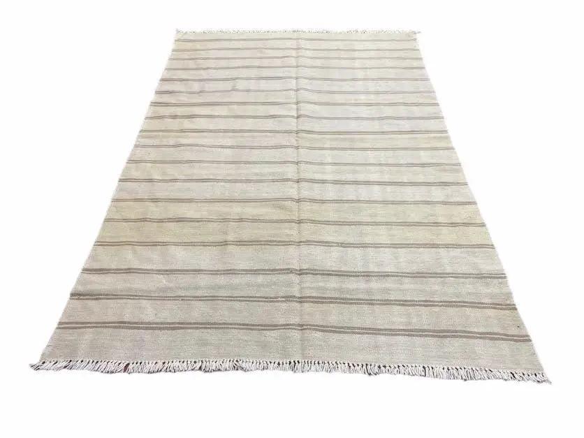 5x8 Turkish Kilim Rug, Flatweave Carpet, Striped Blanket, Southwestern Design, New, Gray, Wool, High Quality, Hand-Knotted by Jewel Rugs