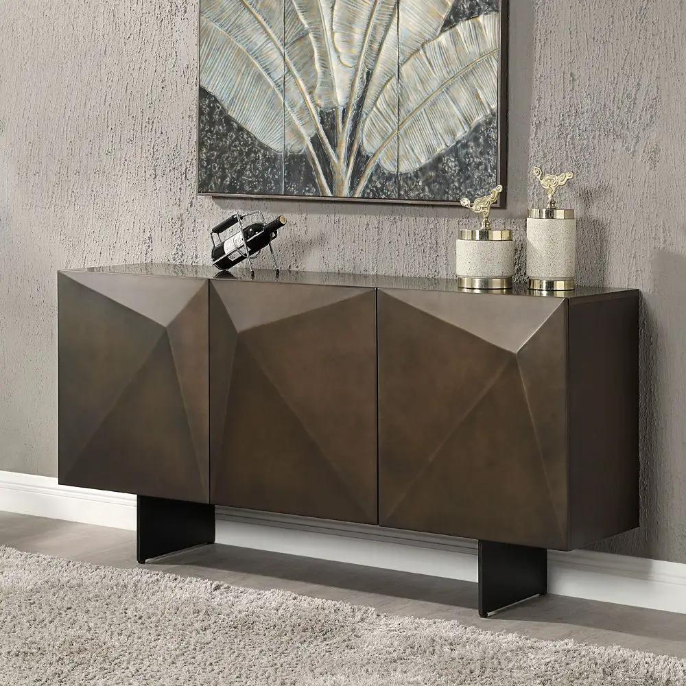 Malika - Ceramic Top Server - Copper Cross Brushed by Unique Piece Furniture