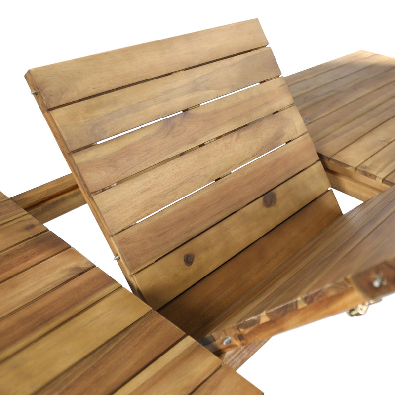 Wilson Expandable Dining Table With Slat Design - Teak Acacia Wood by HouseOfZazla
