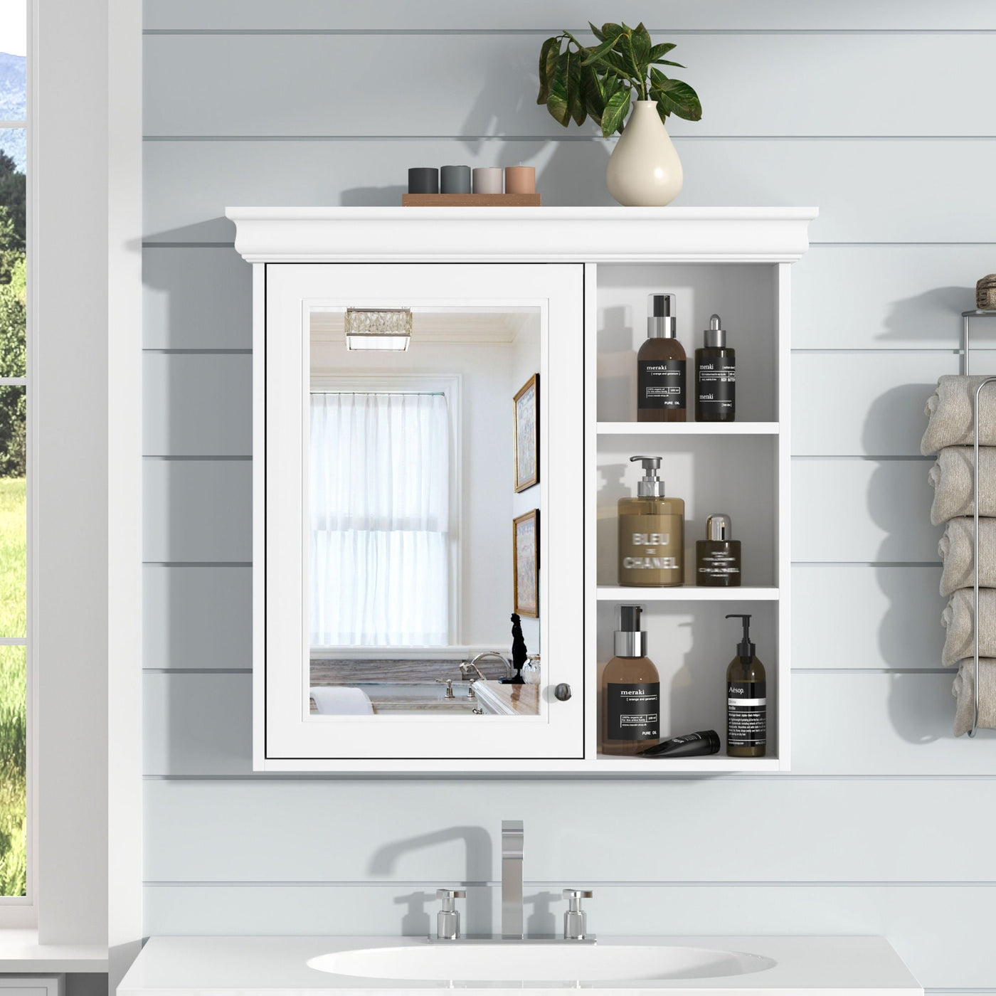 Wall Mounted Bathroom Medicine Cabinet With Mirror And Adjustable Storage With Soft Close Hinges by Unique Piece Furniture