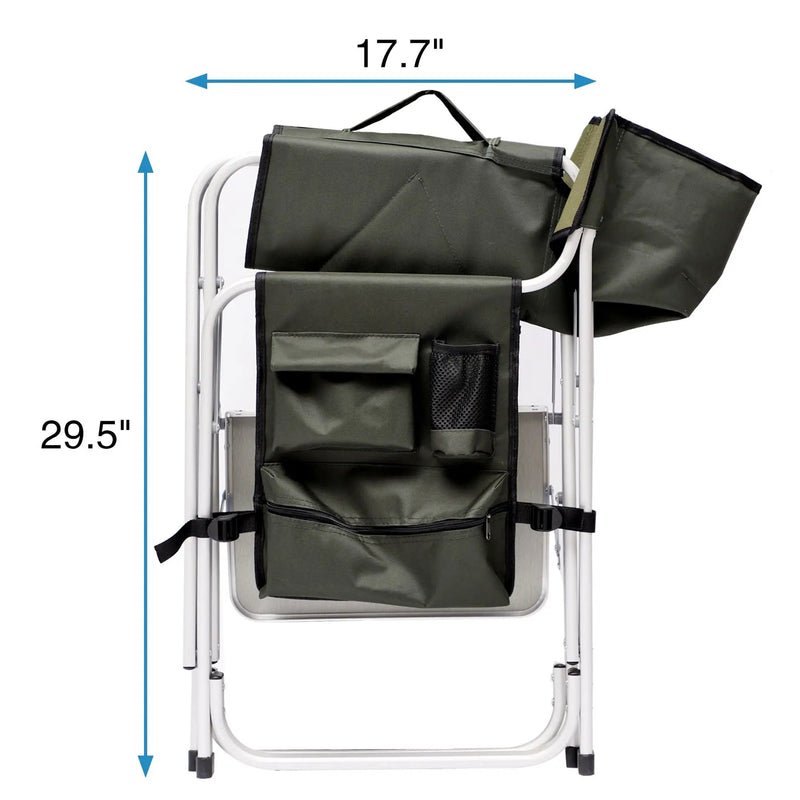 Padded Folding Outdoor Chair With Side Table And Storage Pockets, Lightweight Oversized Directors Chair For Indoor, Outdoor Camping, Picnics And Fishing by HouseOfZazla