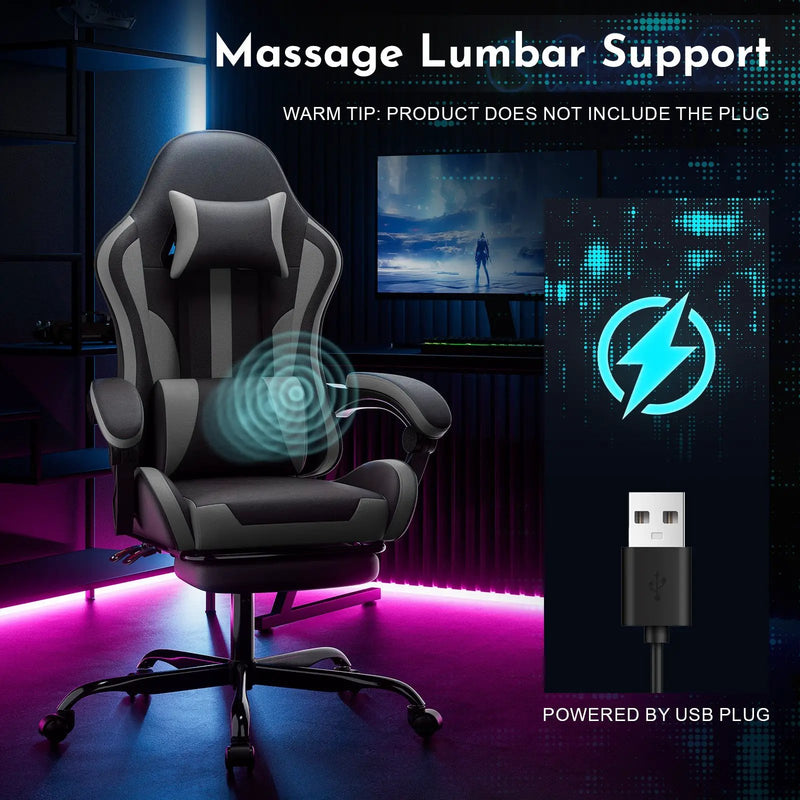 Ergonomic Gaming Chair with Footrest and Lumbar Support by HouseOfZazla