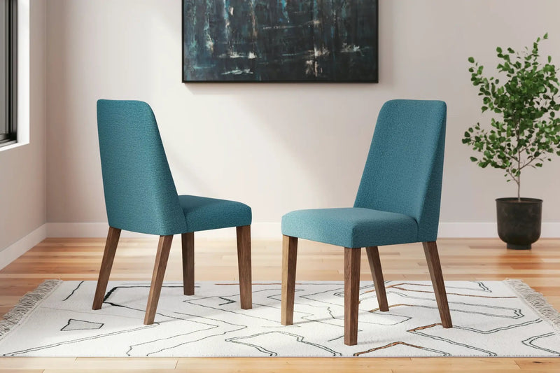 Lyncott - Dining Uph Side Chair (Set of 2) - Blue / Brown by Unique Piece Furniture