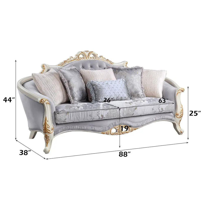 Galelvith - Sofa With 6 Pillows - Gray Fabric by Unique Piece Furniture