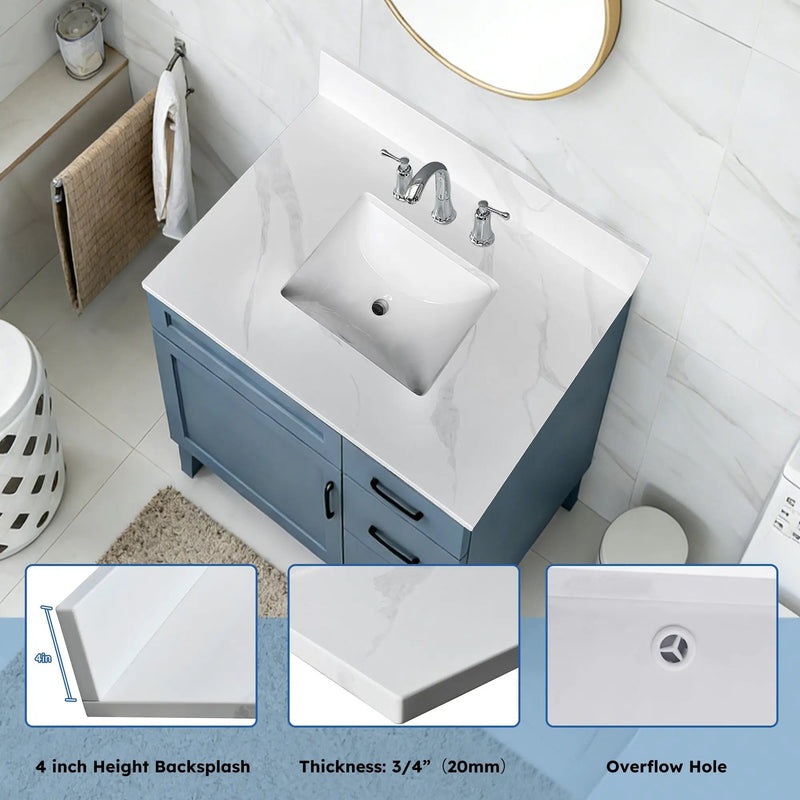 31-Inch Quartz Bathroom Vanity Top by HouseOfZazla