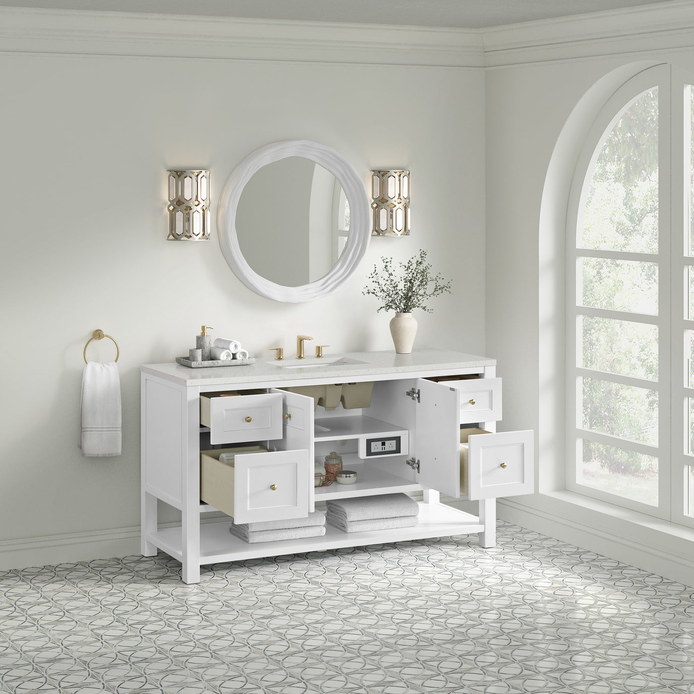 James Martin Breckenridge 60" Single Bathroom Vanity, Bright White, view 30