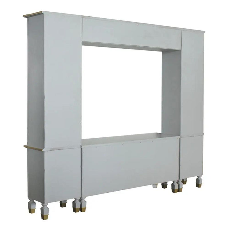House Marchese - Entertainment Center - Gold Trim & Pearl Gray by Unique Piece Furniture