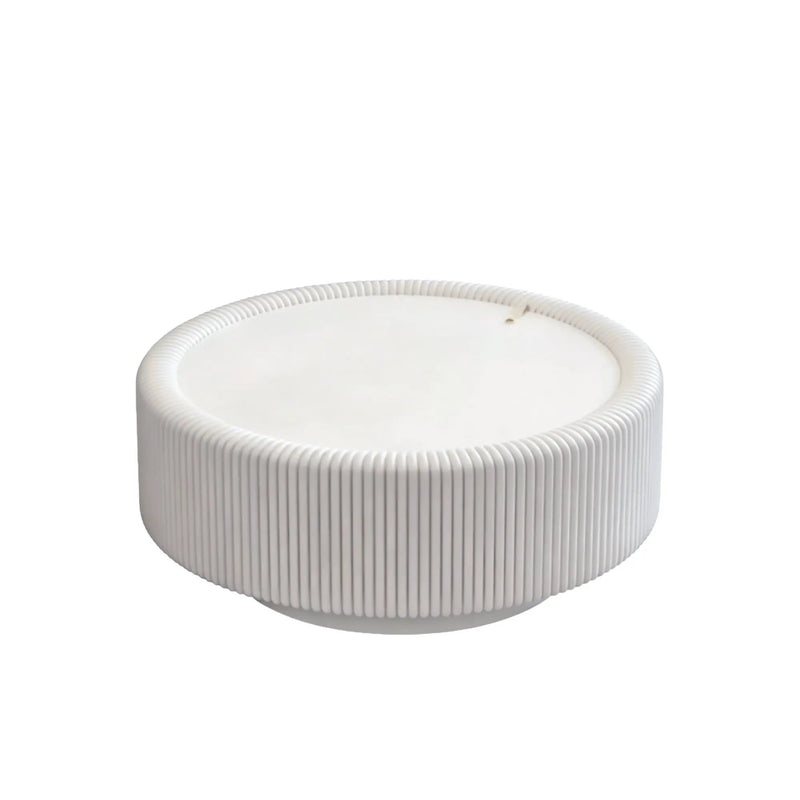 White Round Fluted Coffee Table with Hidden Storage by HouseOfZazla